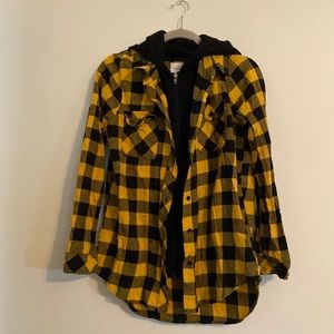 Yellow plaid flannel shirt